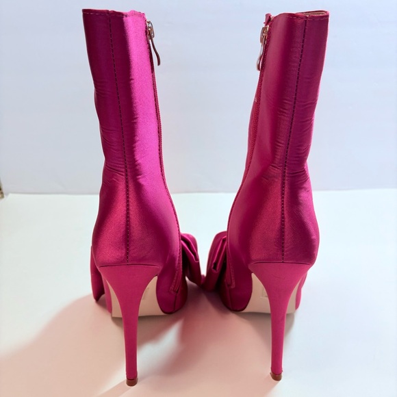 Azalea Wang Dolls Kill Need You All To Myself Stiletto Booties Blitz Pink Satin - Picture 11 of 15